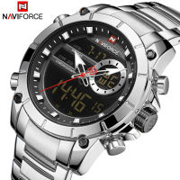 Naviforce ยอดนิยมแบรนด์หรูผู้ชายนาฬิกาผู้ชายดิจิตอลควอตซ์จอแสดงผลแบบ dual กันน้ำกีฬานาฬิกาอัตโนมัติวันที่สมบูรณ์ปฏิทินสแตนเลสผู้ชายนาฬิกา