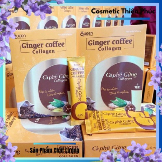 Chuẩn hot hộp 12 gói cà phê gừng collagen queen giảm cân , đẹp da, thon - ảnh sản phẩm 1
