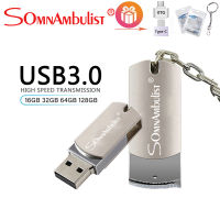 SomnAmbulist USB3.0 360 ° rotary flash drive 1GB 2GB 4GB 8GB 16GB 32GB 64GB 128GB portable USB flash drive Silver metal waterproof and durable