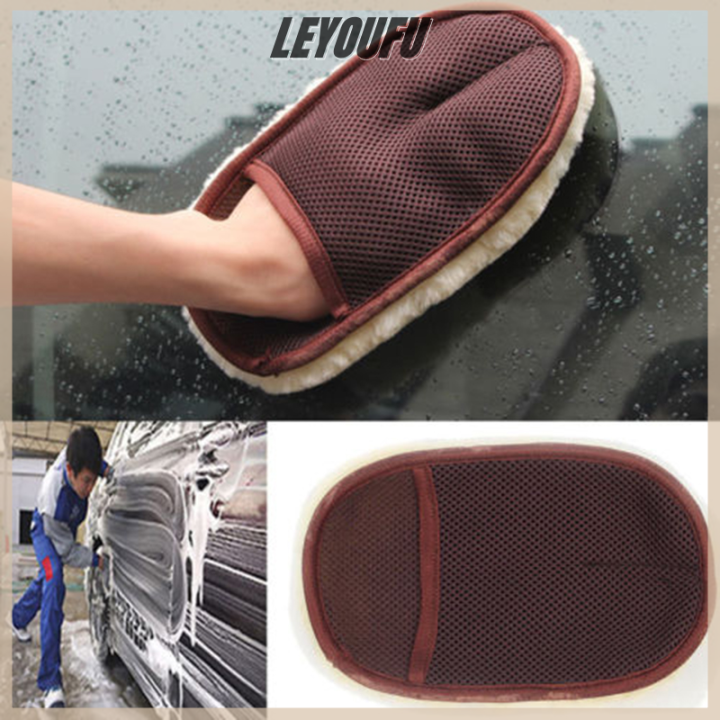 leyoufu-ขี้ผึ้งนุ่มพิเศษขนแกะทำความสะอาดถุงมือทำความสะอาดรถทำความสะอาดขนถุงมือล้างรถขนลึก