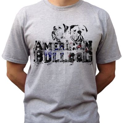 Kaus Pria Musim Panas Kerah Bulat Logo Bulldog Amerika Atasan Kaus Abu-Abu Kaus Atasan Desain Anjing-Kaus Ukuran Pria Uniseks S-4XL-5XL-6XL