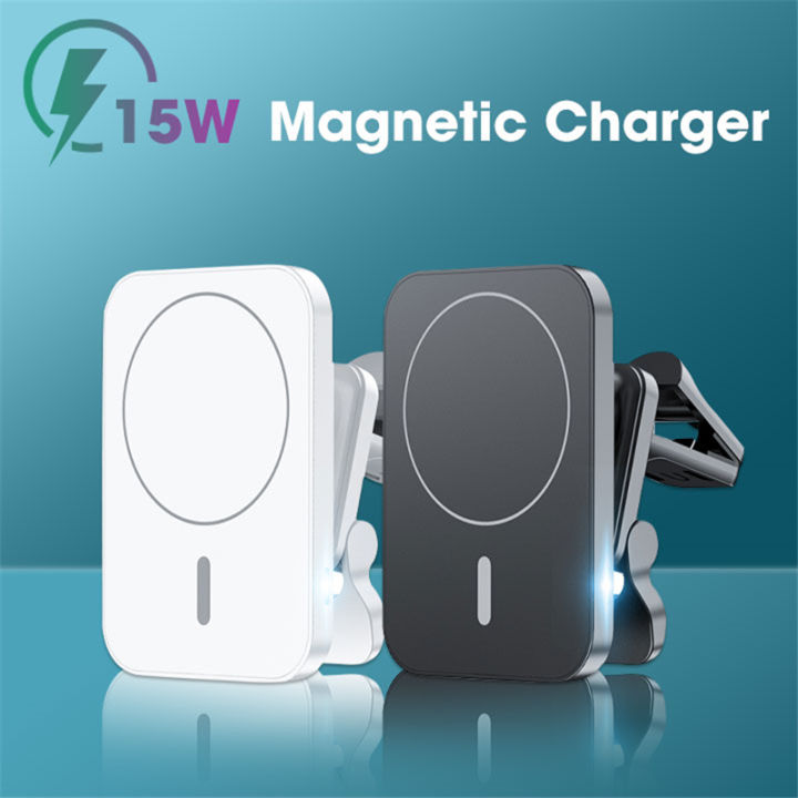 magnetic-car-air-vent-ที่วางศัพท์-mount-15w-fast-wireless-charger-เข้ากันได้กับ-magsafe-case-สำหรับ-12-13-pro-mini-max