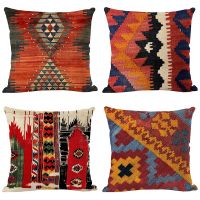 ™♦ Bohemian Printed Pillowcase flax Linen Decorative Cushion Cover 45x45cm Pillow Cover ethnic style pillow case Living Room Sofa