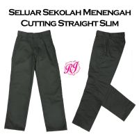 Seluar Sekolah Menengah Hijau Straight Slim Panjang Kain Cotton Size 23-38 - Baju Sekolah