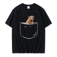 Funny Capybara Pocket Print T Shirt Kawaii Cute Anime Print T Shirts Unisex Manga Cotton Loose Tees O-Neck Oversized Streetwear S-4XL-5XL-6XL