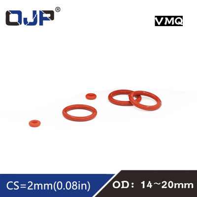 10 ชิ้น/ล็อตสีแดงแหวนซิลิโคนซิลิโคน O แหวน OD14/15/16/17/18/19/20*2 มม.ความหนายาง O-Ring ซีลปะเก็นน้ำมัน ORing การใช้เครื่องซักผ้า-Yinguer