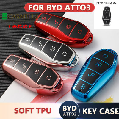 BYD ATTO 3 Chrome กรณีฝาครอบกุญแจกุญแจ TPU กระเป๋ากุญแจอุปกรณ์เสริม