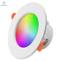 Tuya โคมไฟอัจฉริยะ LED ตาข่าย2700-6500K รองรับบลูทูธได้ไฟเพดาน RGB RGB ไฟดาวน์ไลท์ RGB เปลี่ยนสีอบอุ่นเย็นได้