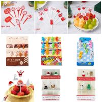 Christmas Fruit Fork Set Cartoon Food Pick Cake Insert Card Festive Party Lunch Box Toothpick Snack Dessert Picks Cupcake Decor