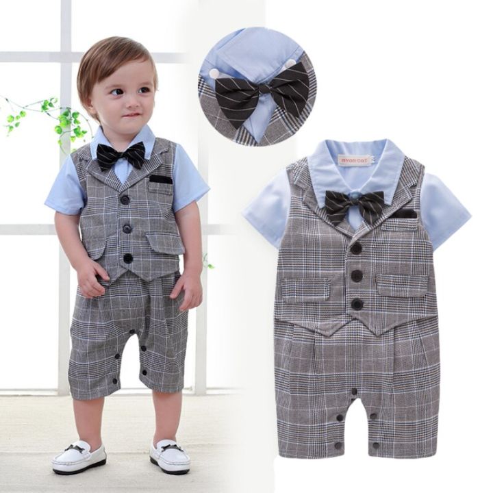 Baby Boy Gentleman Outfit,Tie Formal Romper Infant Tuxedo Dress Suits ...