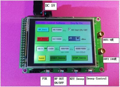 ล่าสุดรุ่น ADF4351 RF กวาดแหล่งสัญญาณเครื่องกำเนิดไฟฟ้า35M-4.4G + STM32 TFT LCD แบบสัมผัส