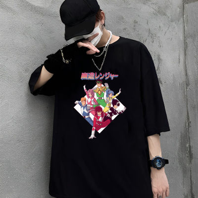 เสื้อยืดคุณภาพดี[S-5XL]  เสื้อยืดสีขาวเสื้อยืด พิมพ์ลายอนิเมะ Super Sentai Yu Yu Hakusho Ranger Hero Mashup ตลก ไซซ์