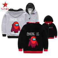 SZWL Boys Sweatshirt Cotton Among Us Printed Long-sleeved Zipper Bottoming Hooded For 4-10 Years Old