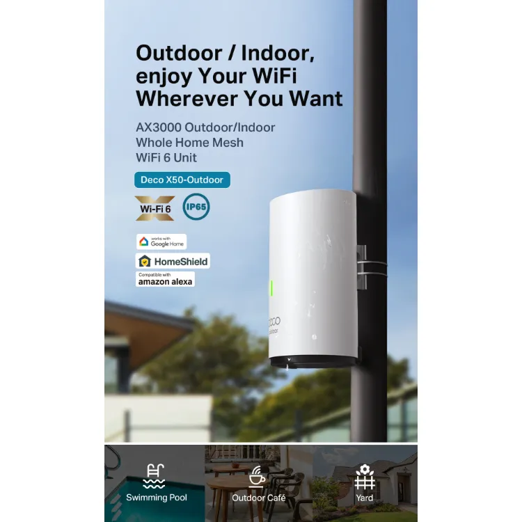 Deco X50-Outdoor, AX3000 Outdoor Whole Home Mesh WiFi 6 Unit