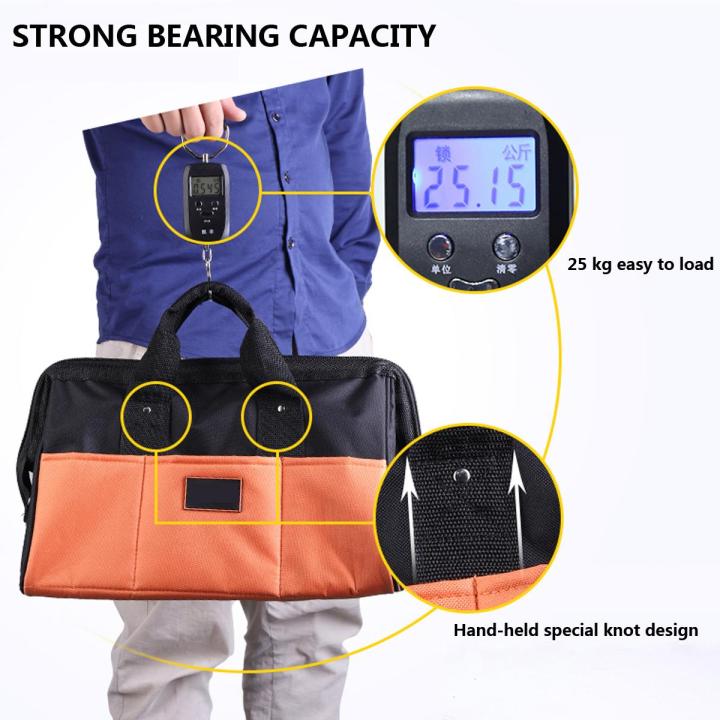 กระเป๋าเครื่องมือช่างฮาร์ดแวร์ผ้าออกฟอร์ดหนากระเป๋าเป้สะพายหลังกระเป๋าจัดระเบียบ-ขนาดเล็ก-14นิ้ว