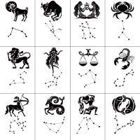 【YF】 Waterproof Temporary Tattoo Sticker Twelve Constellations Black Tatouage Temporaire for Women Men Fake Tatoo Body Art