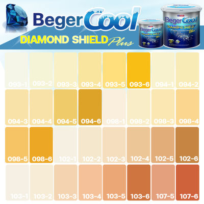Beger ไดม่อนชิลด์ สีเหลือง-ส้ม กึ่งเงา เกรดสูง ทนทาน 15 ปี ขนาด 3-9 ลิตร สีทาภายนอก สีทาบ้าน  สีน้ำ