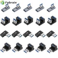 FEBRAIN ตัวแปลงดิสก์ U คอนเนคเตอร์ต่อขยายแล็ปท็อปอะแดปเตอร์ OTG 90องศา5ชิ้น USB 3.0ตัวเมียเป็นตัวแปลง10กิกะบิต