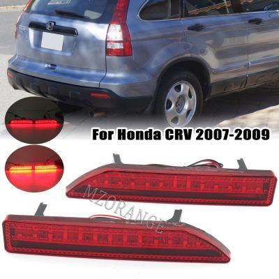 2ชิ้นสำหรับ Honda CRV 2007 2008 2009 Bemper Belakang LED สะท้อนแสงแผ่นสะท้อนแสงหยุดเบรกอุปกรณ์ตกแต่งรถไฟท้ายไฟตัดหมอก