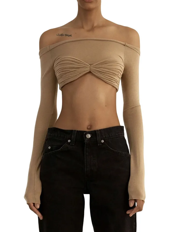 Summer Sexy Women Slim Crop Top Tees T Shirt Long Sleeve Color