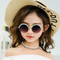 SHENGMEIYU Round kids sunglasses Flower Baby Children Shades Sun Glasses Girls Cute Half Frame Metal Eywear UV400