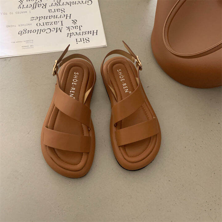 preppy-style-thick-bottom-leisure-open-toe-roman-style-sandals-2023-summer-new-buckle-soft-bottom-super-comfortable-beach-pumps