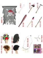 Cos savage อาวุธ props ดั้งเดิมหอกไม้อินเดีย feather headdress afro วิกผมอุปกรณ์เสริมพลั่ว