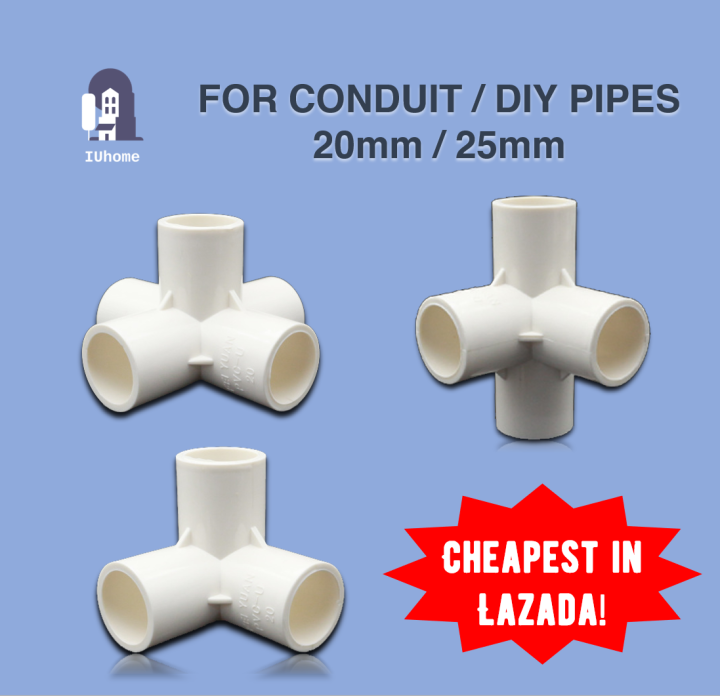 (BUY 10 FREE 1) 20MM PVC Pipe Joint Fitting 3Way 4Way 5Way For DIY