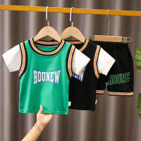 IENENS Summer Causal Sports Clothes Boy Girl Short Sleeves T-shirt + Shorts Sets Letter Tracksuits Baby Basketball Suit Kids Clothing