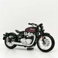 【support】 Mamas &amp; Babies Triumph Bonneville Bobber มอเตอร์ไซค์แบบจำลองย่อขนาดแดง