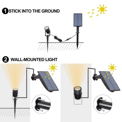 T-SUN LED Landscape Solar Spotlights Waterproof Outdoor Solar Lights Auto ONOFF Solar Wall Lights for Garden Driveway Pathway