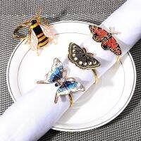 Metal Animal Shape Napkin Rings Dragonfly Butterfly Bees Mouth Ring Wedding Banquet Hotel Table Supplies Circle Decoration Gifts