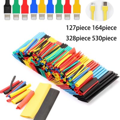 530pcs/Set Polyolefin Shrinking Assorted Heat Shrink Tube Wire Cable Insulated Sleeving Tubing Set 2:1 Waterproof Pipe Sleeve