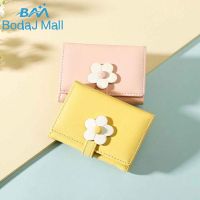 น่ารักหนัง PU แบบพับสามทบ Dompet Koin หลายช่องสำหรับเป็นของขวัญกระเป๋าสตางค์ใบสั้นสำหรับผู้หญิง