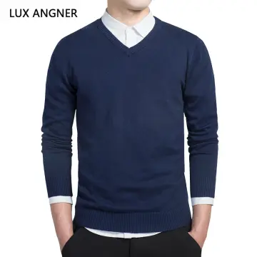 Mens cotton v hot sale neck sweaters