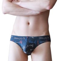 Mens y Briefs Ice Silk Triangle Underwear Nice Print Breathable Solid Briefs Underpants Seluar Dalam Lelaki