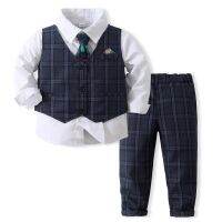 [COD] Childrens Boys Banquet Gentleman Shirt Trousers Tie Handsome Three-piece