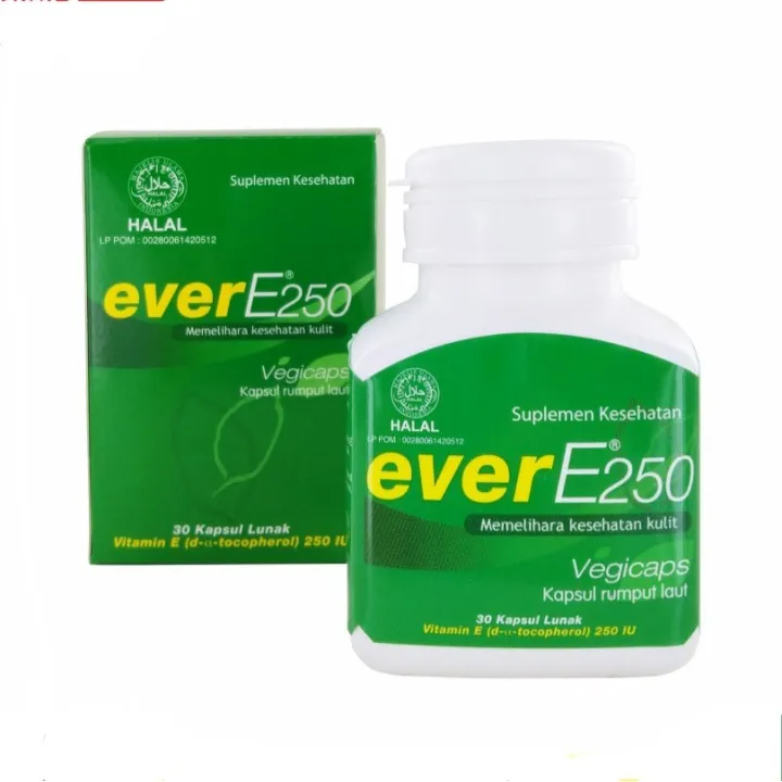 Ever E 250 Vitamin E untuk kulit dan kesuburan Kemasan Strip 30 Kapsul
