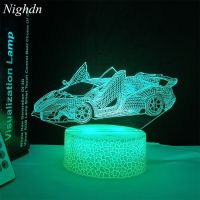 ☑ 3D Illusion Lamp USB LED Race Car Night Light 7 Color Changing Bedroom Decor for Men Boys Sports Racing Car Toy Kid Xmas Gifts