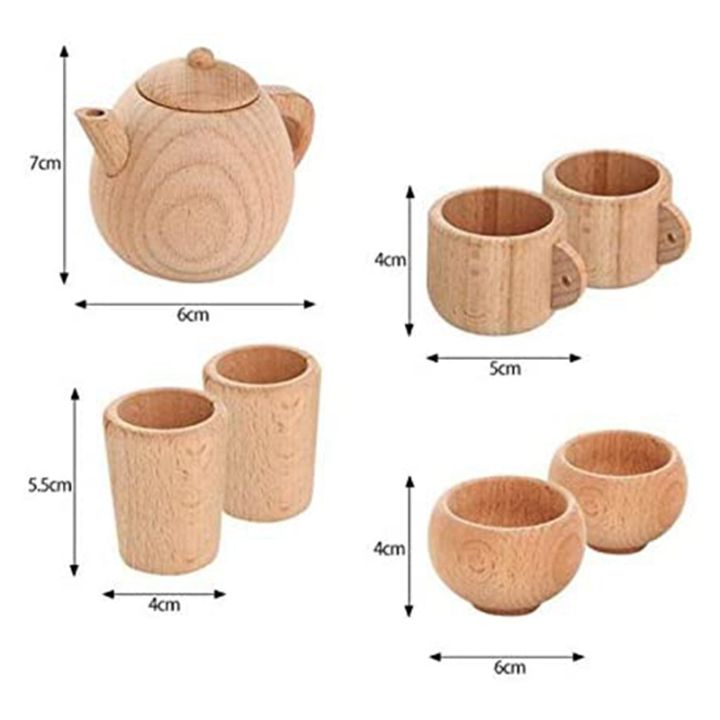 wooden-tableware-tools-tea-pot-tea-cup-teatime-party-play-toy-kids-simulation-play-house-kitchen-tableware-accessories
