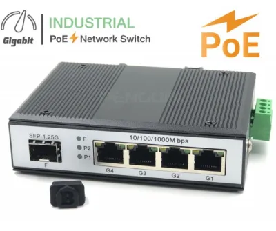 Gigabit 4 PoE Industrial Switch + SFP 1.25G