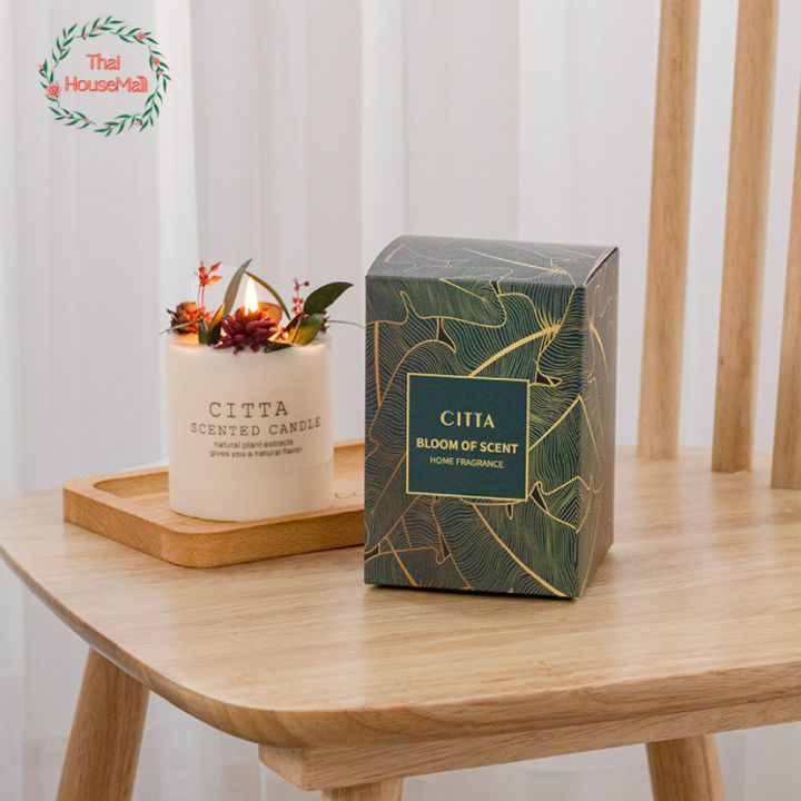 เทียนหอม-เทียนหอมกลิ่นฤดูกาลต่างๆ-citta-scented-candle-สไตล์ยุโรป-เทียนหอมไขถั่วเหลือง-ตกแต่งด้วยดอกไม้แห้งต่างๆ-สวยงาม-พร้อมกลิ่นหอมผ่อนคลาย