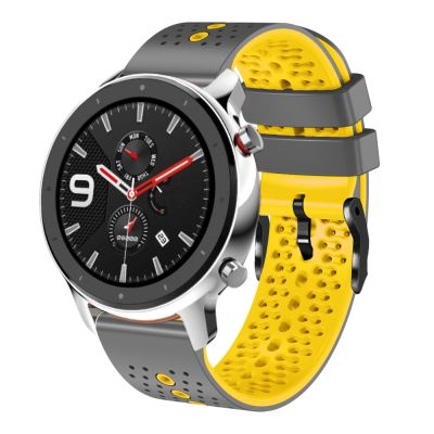 สำหรับ Amazfit GTR 4 Pro 22มม. เป็นรูสายสองนาฬิกาซิลิโคนสี (สีเทา + สีเหลือง) (ขายเอง)