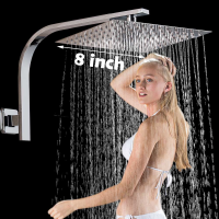 Bright Chrome Black Shower Arm Square Shower Head Bracket Wall Mount Brass Goose Neck Shower Head Holder Shower