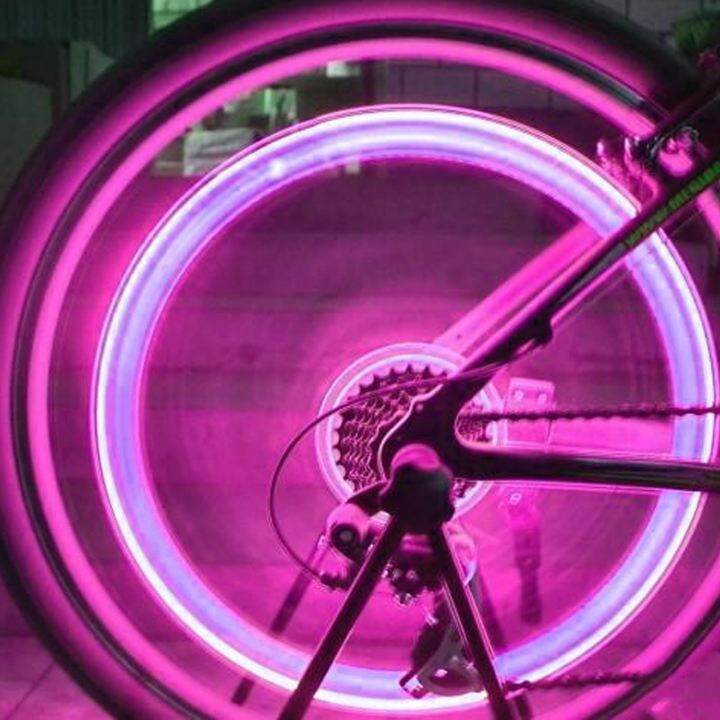 1 or 2 VALVE DUST CAP TYRE COLOUR LED NEON CAR BIKE WHEEL LIGHTS SAFETY