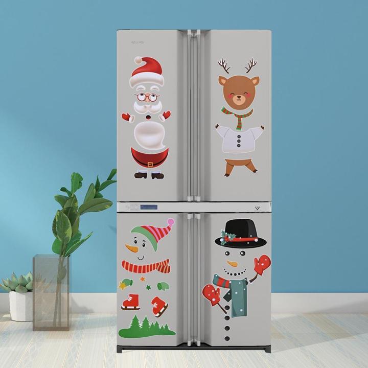 แม่เหล็กซานต้าสโนว์แมนสะท้อนแสงตกแต่งตู้เย็น-อุปกรณ์ตกแต่งตู้เย็นโรงรถวันหยุดคริสต์มาสอุปกรณ์ตกแต่ง-bxt3816ตู้เย็น