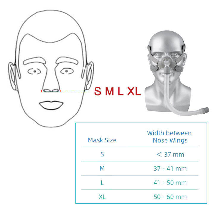Nasal Mask For Sleep Apnea Anti Snoring With Adjustable Headgear Tube L Size for CPAP Machine