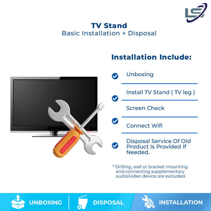 TV Stand Basic Installation + Disposal TV 55" 59" Unboxing