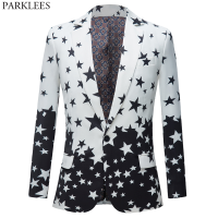 Styish Star Pattern Dress Blazers Men 2022 nd New Peak Laple One Button Tuxedo Suit Jacket Party Prom Singer Costume Homme