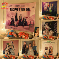 BLACKPINK Tapestry Wall Ji Soo Lisa กำแพงฉากหลังผ้าตกแต่งบ้านประณีตกลุ่มสาวที่แขวนผนังผ้าม่านพื้นหลังห้องนั่งเล่นในบ้านตกแต่ง